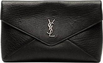Saint Laurent 2023 grote Cassandre Envelope lamsleren buidel - Zwart