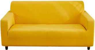 OEM Funda Amarilla Para Sof&aacute; De 2 Plazas, El&aacute;stica, Suave Y C&oacute;moda, Universal Y F&aacute;cil De Instalar