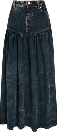 Ganni Denim Maxi Skirt - Black - 44 (UK14 / L)