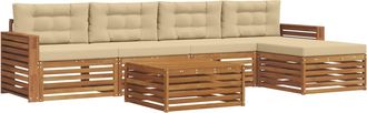 vidaXL Conjunto De Sof&aacute;s De Exterior 6 Uds. Natural Y Beige Vidaxl