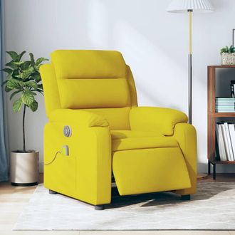 vidaXL Sill&oacute;n Reclinable De Masaje El&eacute;ctrico Terciopelo Amarillo Vidaxl