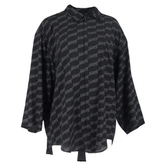 Balenciaga Balenciaga BB Logo Lange Mouwen Shirt in Zwarte Zijde