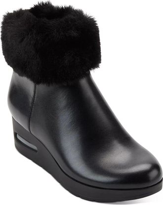DKNY Dkny Nadra K3279020 Boots Womens Black Leather Wedge Heel Bootie LION165