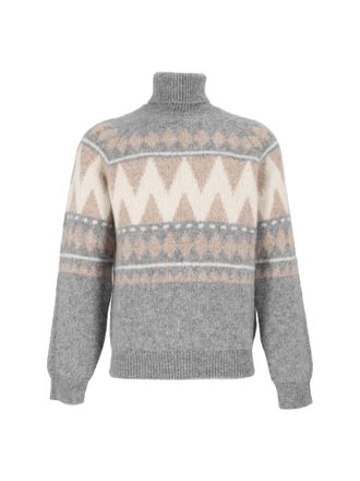 PESERICO Geometric High-Neck Knit Sweater