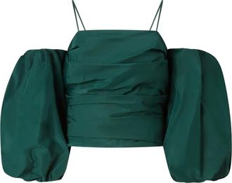 Pinko Pallottoliere gesmockte top met pofmouwen - Groen