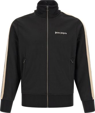 Palm Angels Black Classic Logo High-Collar Track Jacket