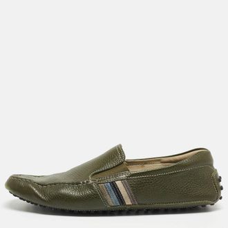 Tod's Tods Green Leather Slip On Loafers