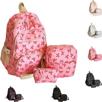 Generic 3pcs Bow Backpack Bags Set,Bow Backpack,Bow Rucksack For Women,Aesthetic Daypack Bow Rucksack With Built-In Organizer,For Elementary Middle School Col