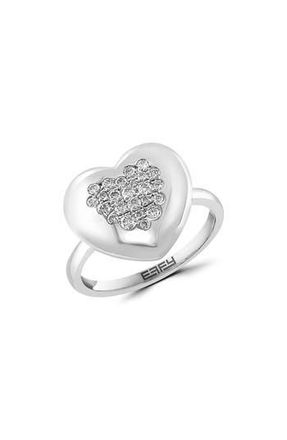 Effy Diamond Pav&eacute; Heart Ring in Silver at Nordstrom Rack, Size 7