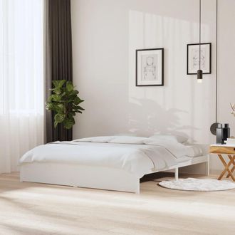 Berkfield Home Bed Frame White Solid Wood 180x200 cm Super King Size