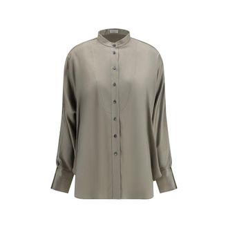Brunello Cucinelli Bicolor Silk Womens Shirt