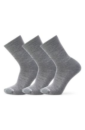 Smartwool 3-Pack Everyday Solid Rib Crew Socks in Everyday Medium Gray at Nordstrom, Size X-Large