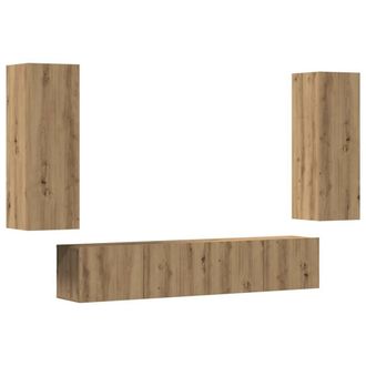 Berkfield Home Wall Mounted TV cabinets 4 pcs Artisan Oak Engineered Wood in Brown