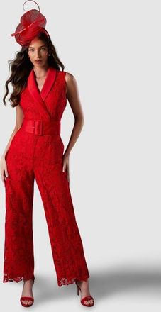 Coast Lisa Lace Belted Jumpsuit in Red at Nordstrom, Size 8