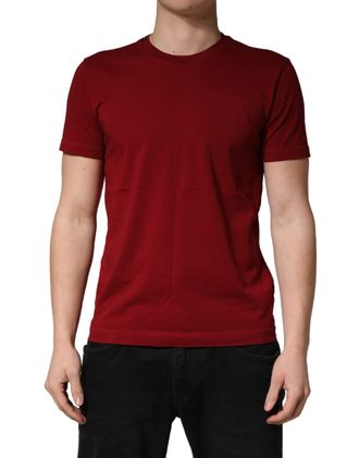 Dolce & Gabbana Maroon Cotton Crew Neck Short Sleeves Mens T-shirt (Pre-Owned)