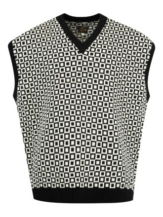 Needles pattern vest - men - Wool - M - White