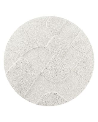 Wecon Home Alfombra de ba&ntilde;o redonda en relieve blanca &Oslash;80