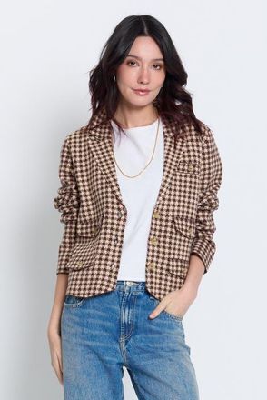 Central Park West Marlo Jacquard Knit Blazer in Camel at Nordstrom, Size X-Large