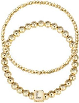 Adornia Set of 2 Gold Plated Stretch Bracelets in Gold-L at Nordstrom Rack