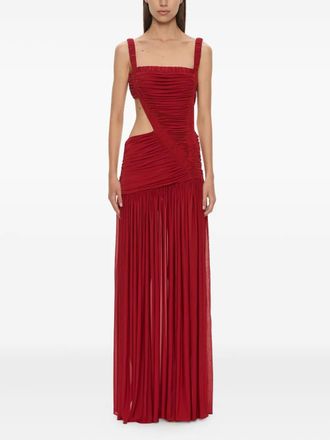 CHRISTOPHER ESBER Orion Separation cut-out ruched gown - women - Rayon/Polyester - L - Red