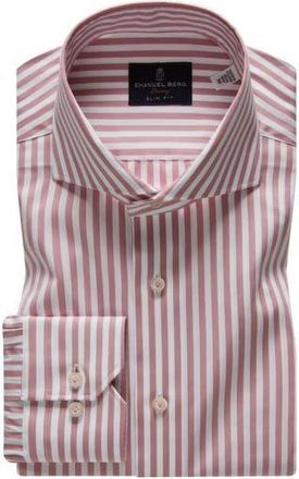 Emanuel Berg Slim Fit Poplin Sport Shirt in Pink at Nordstrom Rack, Size Xx-Large