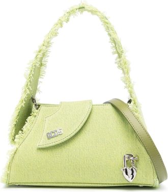 GCDS small Comma denim bag - women - Cotton/Viscose/Calf Leather - One Size - Green