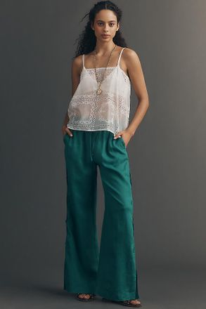 Maeve Brooklin Wavy Linen Wide-Leg Pants by Maeve