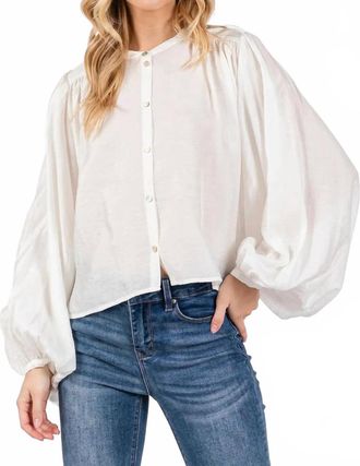 Calista Giselle Balloon Sleeve Shirt In White