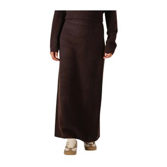 Notre-V Rokken, Dames, Bruin, S, Polyester, Bruine Maxi Rok voor Herfst/Winter