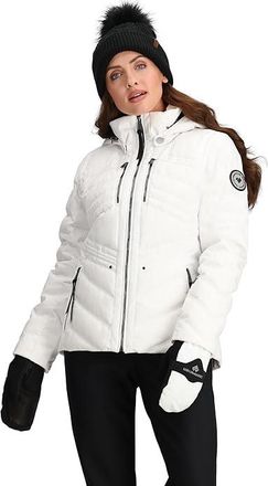 Obermeyer Devon Down Jacket Womens Coat White Zebra : 18, Down/Faux Leather/Fleece