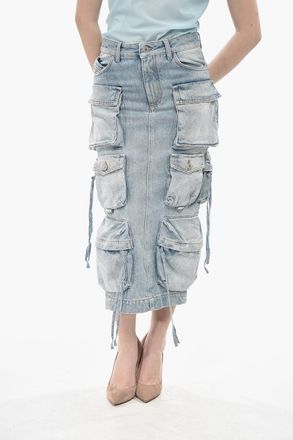 The Attico Denim Midi Cargo Skirt The Attico