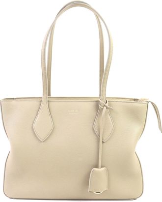 Ferragamo Light Beige Leather Tote Bag (Pre-Owned)