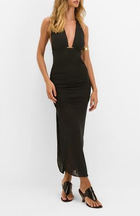 Vix Salma Halter Cover-Up Dress in Black at Nordstrom, Size X-Large