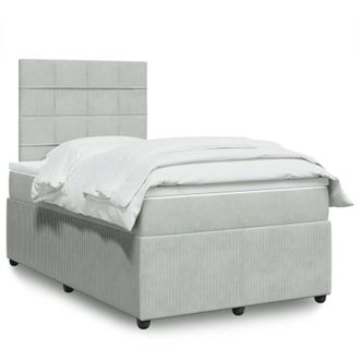 vidaXL Vidaxl - Cama Box Spring Con Colch&oacute;n Terciopelo Gris Claro 120x200 Cm