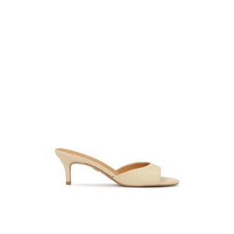 Kazar Schoenen, Dames, Beige, 39 EU, Leer, Crème flip-flops op een lage stilettohak