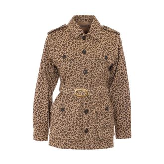 Twinset Light Jackets, female, Beige, Size: XS Button-up Shirt Jacket with Belt