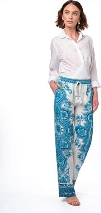 Calypso St. Barth Seraphine Pants in White/teal at Nordstrom, Size X-Small 32
