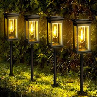 OEM Luces Solares Para Jard&iacute;n Exterior, 4 Luces Solares De Jard&iacute;n, Luces Solares De Jard&iacute;n Con Encendido Y Apagado Autom&aacute;tico, Ip65 Impermeables, Decoraci