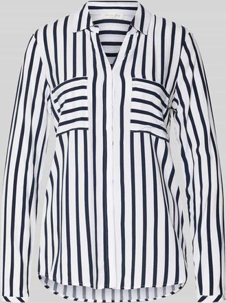 Christian Berg Bluse aus Viskose mit Brusttaschen in Dunkelblau, Gr&ouml;&szlig;e 46