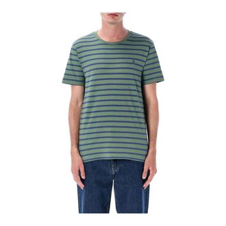 Polo Ralph Lauren T-Shirts, male, Green, Size: XL Striped Cotton Jersey Crewneck Comfortable Everyday T-Shirt