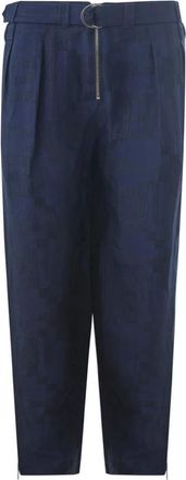 Emporio Armani Relaxed Fit Broek met Riem - Heren - Straight fit broeken - Blauw - XL - Linnen - Broeken