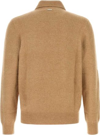 Ferragamo Mens Stretch Camel Blend Polo Shirt