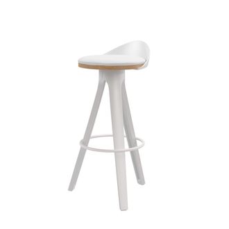 Koketto Home Taburete blanco con asiento polipiel y patas de polipropileno