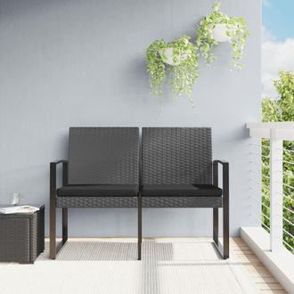 vidaXL Vidaxl - Banco Jard&iacute;n 2 Plazas Cojines Pp Aspecto De Rat&aacute;n Gris Oscuro