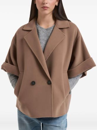 Max Mara button short-sleeve jacket - women - Virgin Wool - 42 - Brown