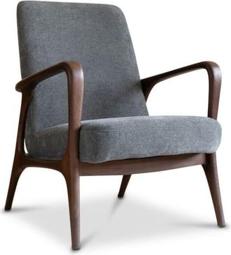 PIB Sillón en fresno oscuro y tela gris