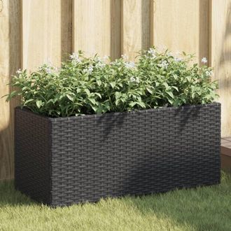 Berkfield Home Garden Planters with 2 Pots 2 pcs Black 72x30x32 cm Poly Rattan | Size: 72 x 30 x 32 cm