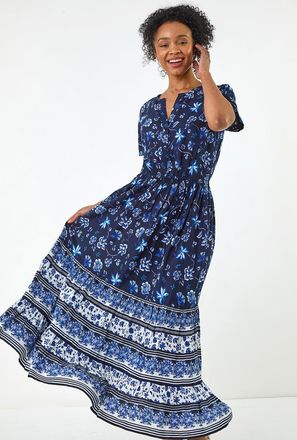 Roman Floral Print Midi Dress