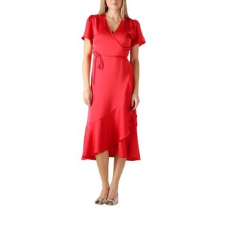 Notre-V Kleedjes, Dames, Rood, M, Denim, Elegante Rode Midi Jurk