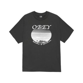 Obey Tops, Heren, Zwart, XL, Katoen, Vintage Paradise Tee met Front Print